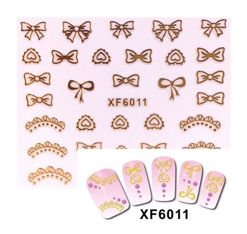 Bow nail art gold - bow,