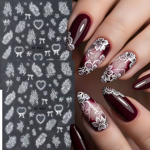 2pcs lace nail - 2pcs, white