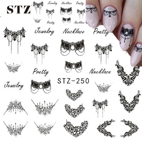 Nail stickers black lace mesh - nail,