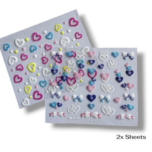 Sheets heart bows nail - 2x,