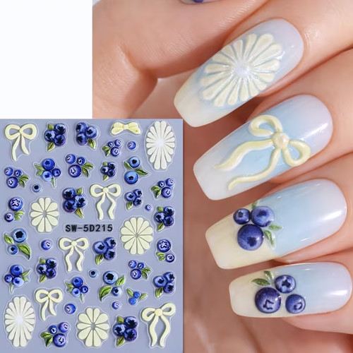 1pcs embossed blueberry nail - blueberry,