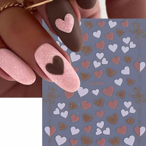 1pc glitter heart nail - 1pc,