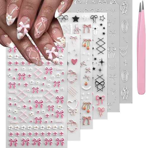 Bow nail art stickers - art,