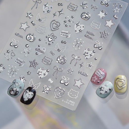 Silver metallic nail - silver,